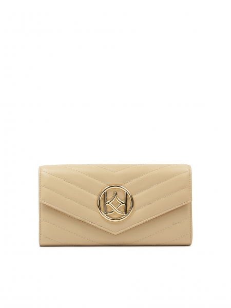 Beige oblong wallet decorated with stitching MOINES