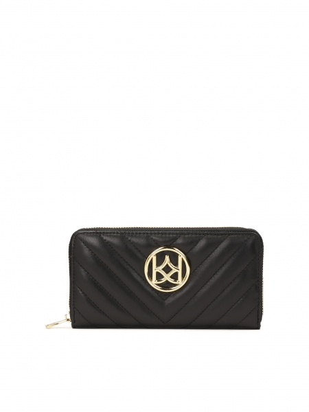 Black leather wallet with zipper CERRA