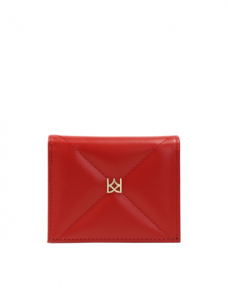 Red leather quilted wallet VISTA
