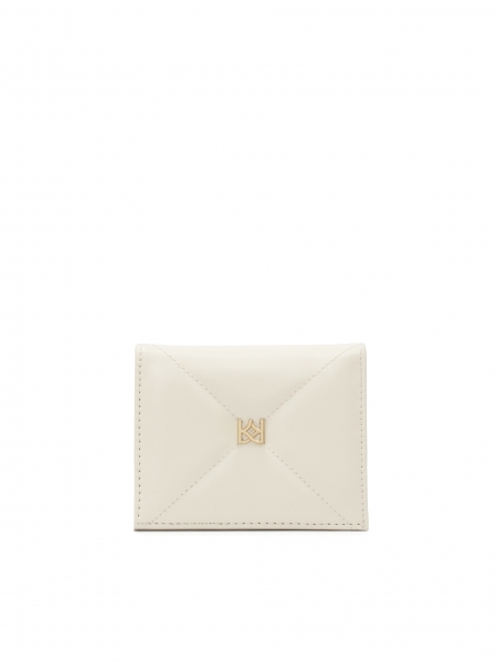 Leather wallet in broken white color VISTA
