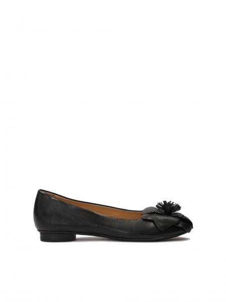 Black leather ballerinas with comfort insole NANCY