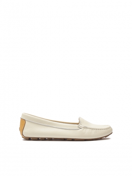 Leather moccasins with contrasting insert on the heel  APRICOT