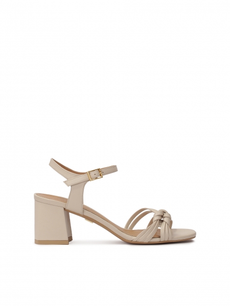 Minimalist beige post sandals SUNNY