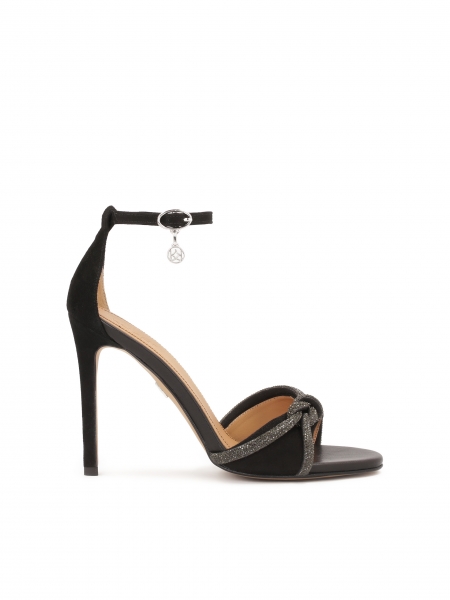 Black suede sandals with shiny straps DUNA