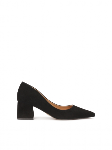 Zapatos de tacón minimalistas de ante negro KHLOE