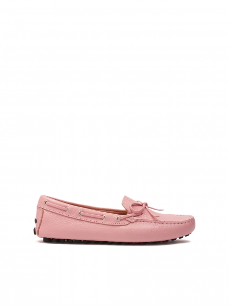 Pink leather moccasins with thong SYDNEY