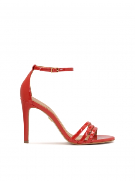 Lacquered red strappy sandals  MEGAN