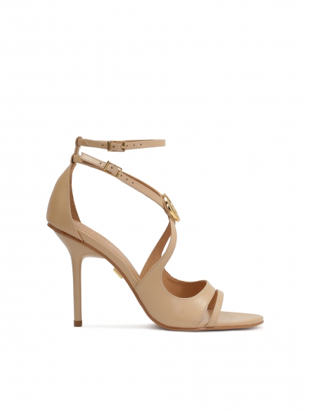 Elegant heeled sandals with criss-crossing straps and KAZAR monogram MEGAN