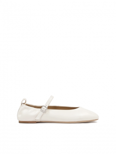 White leather ballerinas with strap  LETICIA