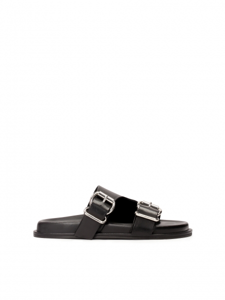 Black flip-flops with two buckles on a comfortable sole  MESA