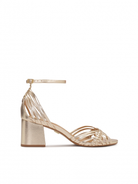 Gold post sandals with braided straps  DHARMA