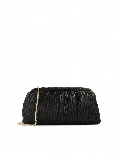 Black clutch bag with quilted pattern EVENING