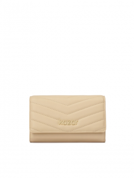 Beige leather wallet with flap SANTI