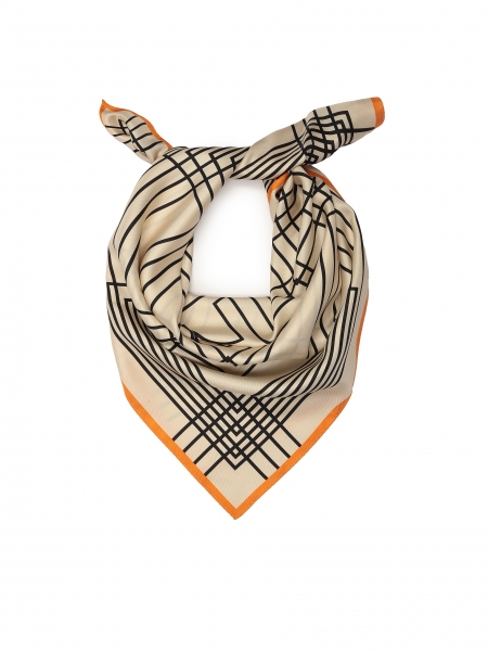Vierkante zijden sjaal met geometrische patronen  HARNEY