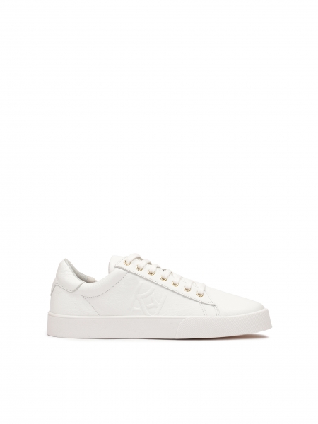 White minimalist leather sneakers BORNEE