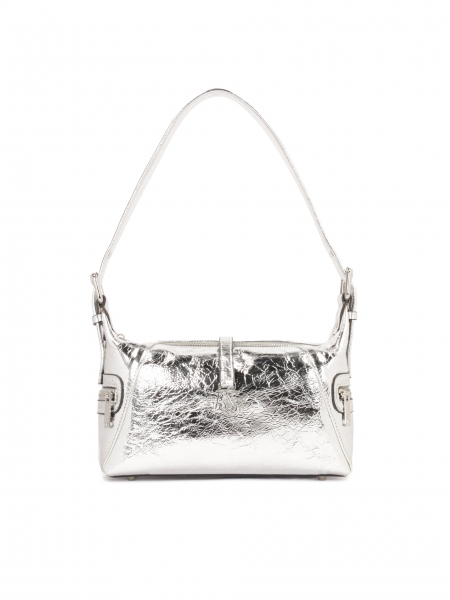 Silver metallic leather handbag BRIANA