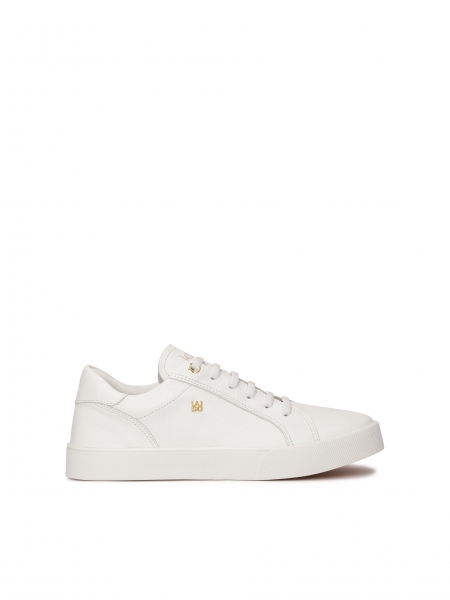 Weiße Leder-Sneakers mit goldenen Elementen BORNEE