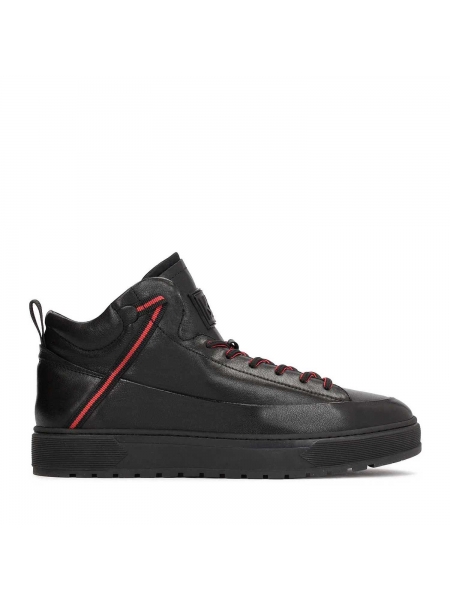 Schwarze High-Top-Sneaker für Männer mit roter Schleife verziert ALISO