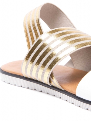 Sandales blanches et dorées pour dames AZALEA