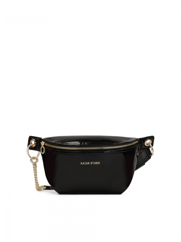 Lacquered leather hip bag NOEL