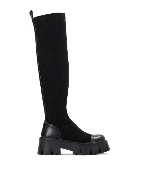 Ladies' black over-the-knee boots THORA