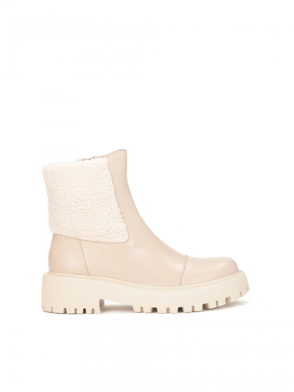 Ladies’ beige flat ankle boots BLISS