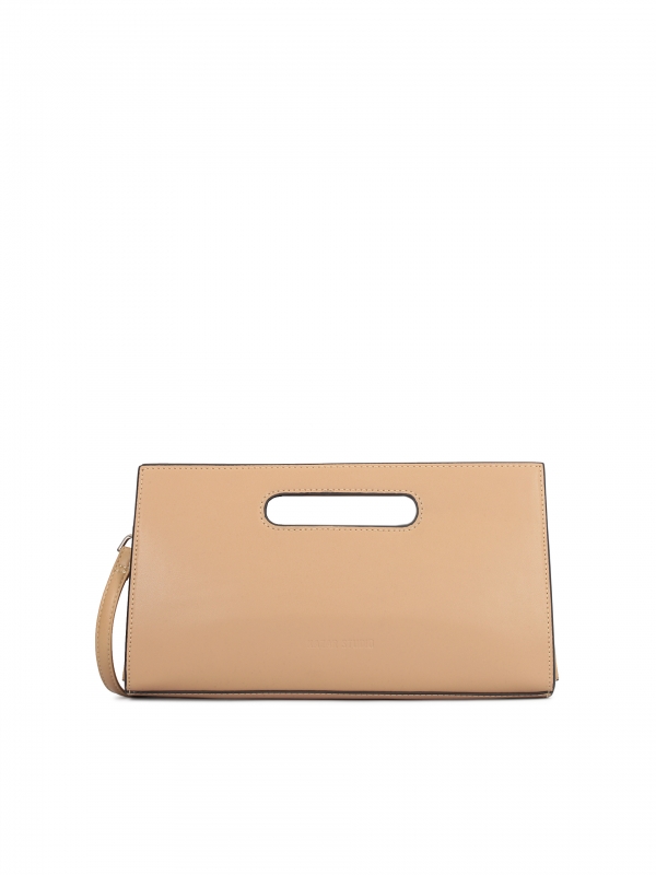 Stiffened beige bag made of grain leather HENLEY