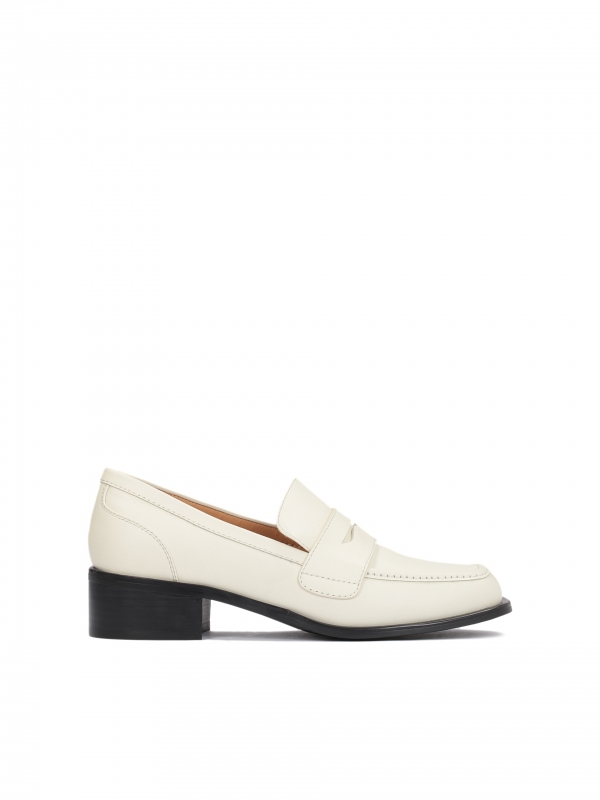 Leather loafers-style flat shoes in off white colour ETNA