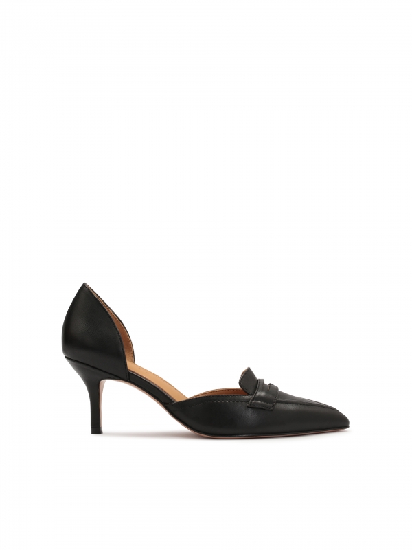 Black leather cut out pumps on a heel MARISSA