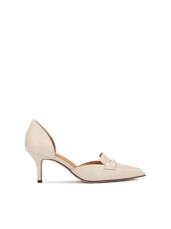 Ladies’ pumps with a cut out upper in off-white colour MARISSA