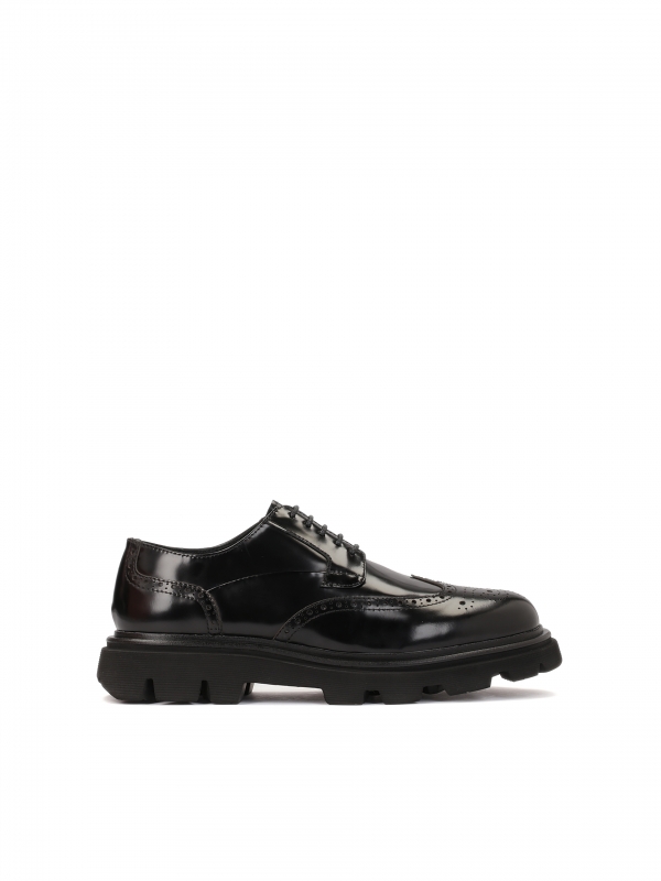 Black leather brogues casual shoes GRAYDEN