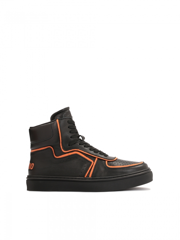 Men’s black sneakers with orange inserts BARTON