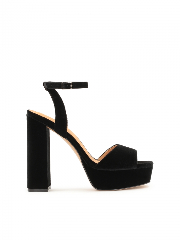 Black knotted high heel platform sandals MERYL