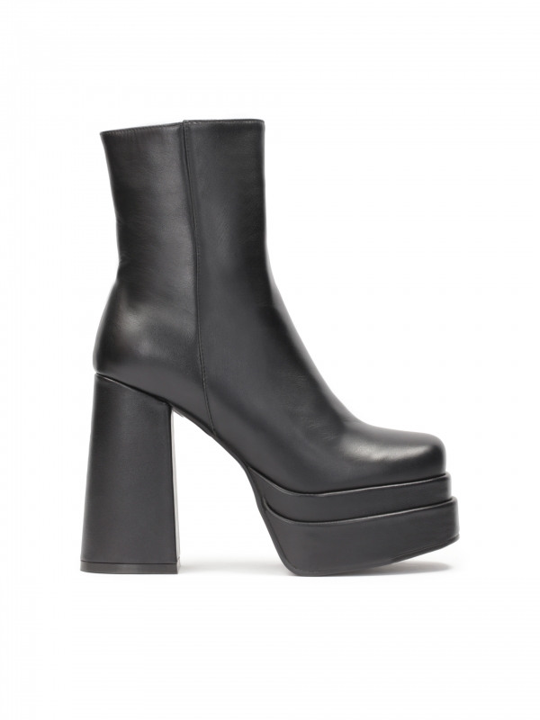 Ladies’ black booties on a platform and a high heel MAURA
