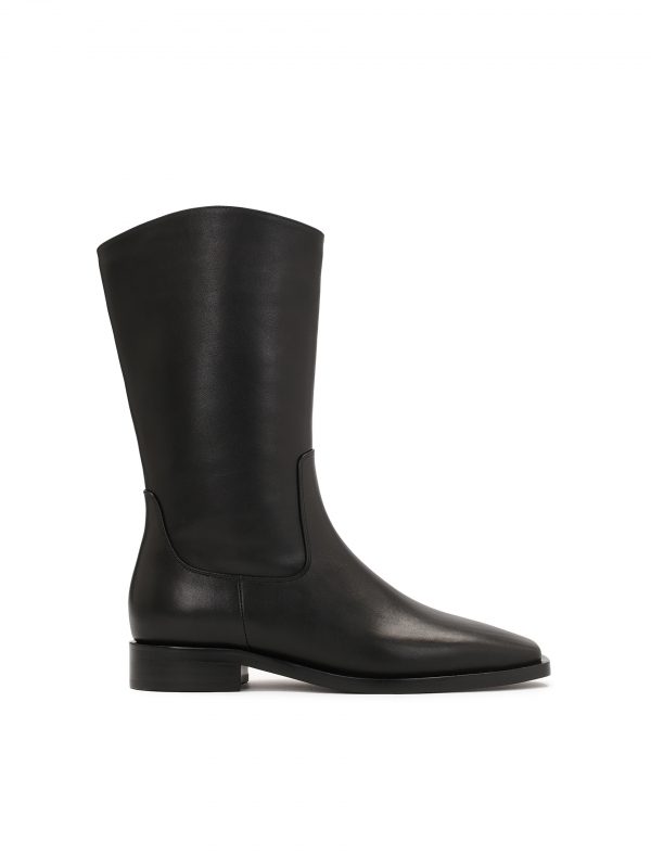 Black high boots on a flat sole PRISA