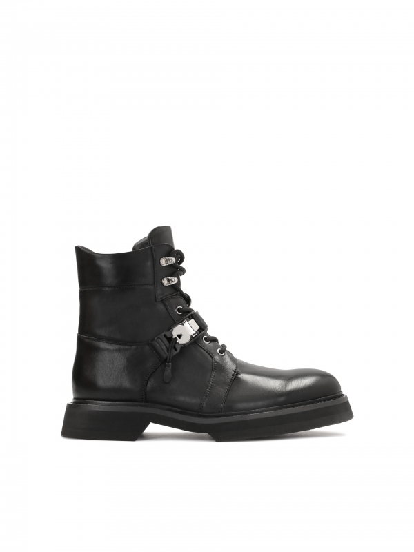 Men’s black leather boots with a buckle PENLEY
