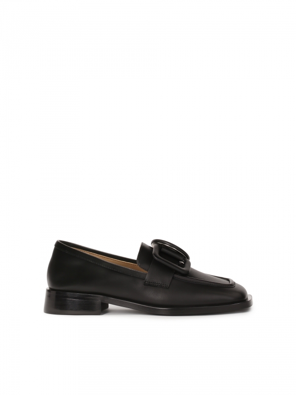 Black slip-on flat shoes on a flat sole MARTINA