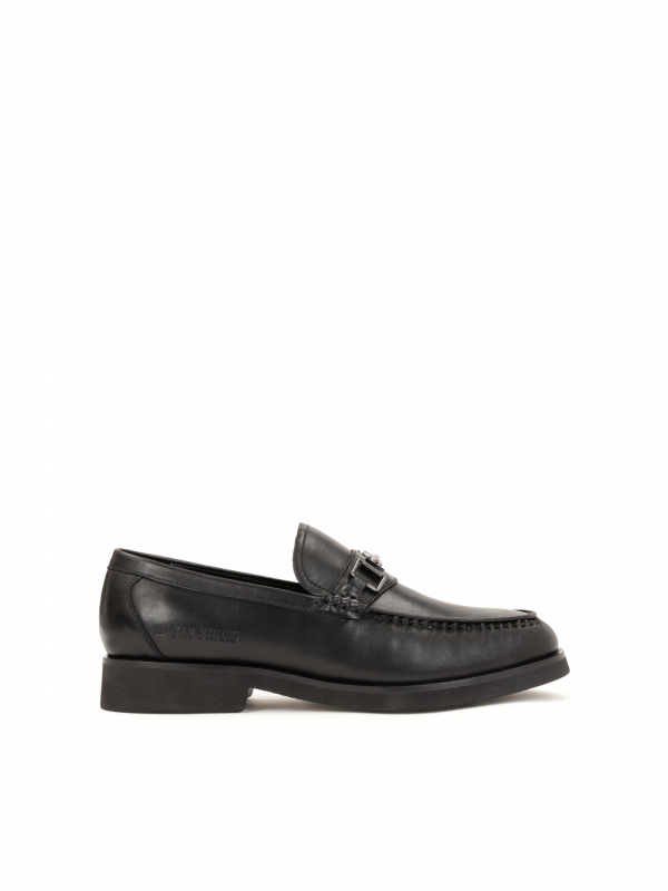Men’s black loafers with a metal decoration MATHEW