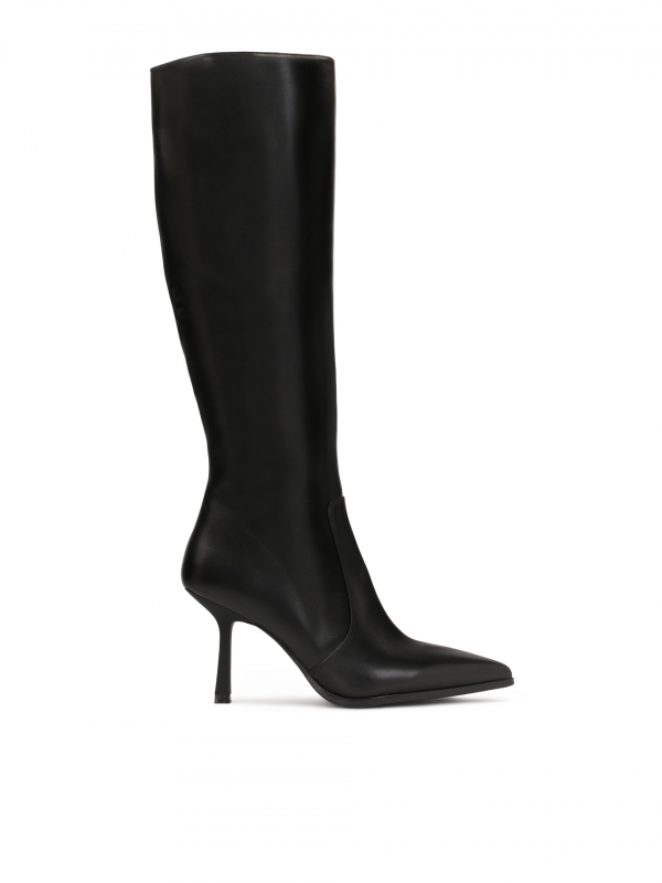 Leather black high boots in minimalistic style TOTTIE