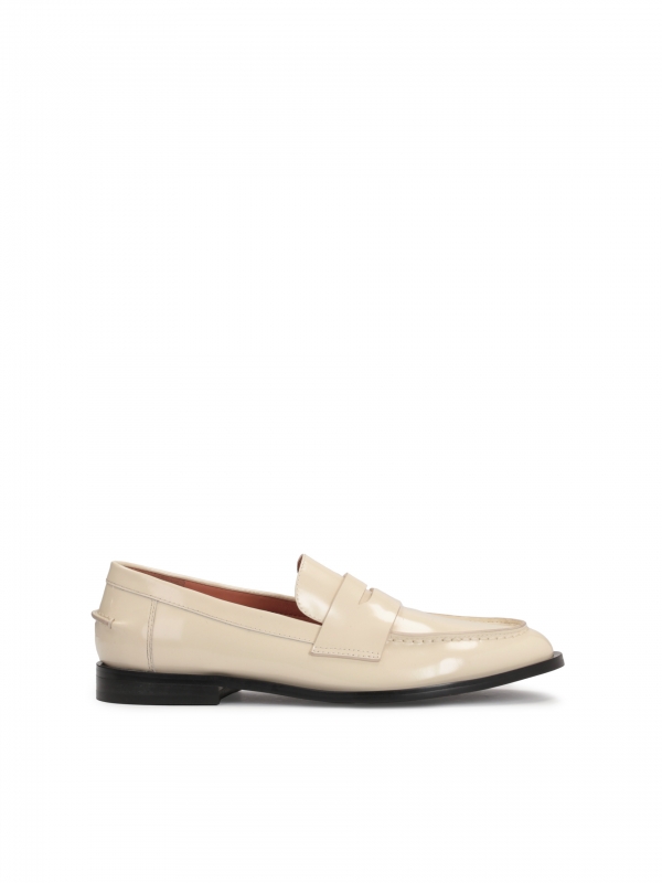 Ladies’ beige slip on loafer style casual shoes OLZA