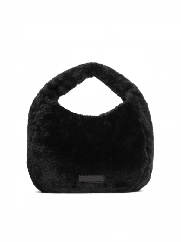 Black bag to be carried by the synthetic fur handle TOURE