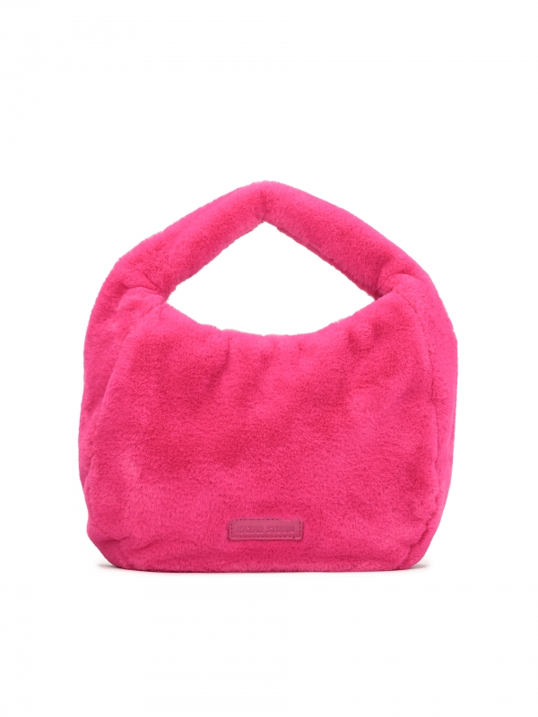 Pink furry bag for carrying by the handle TOURE