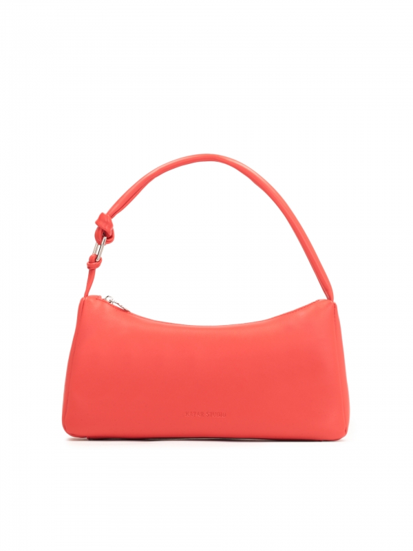 Red leather bag with a rectangular shape KARRA