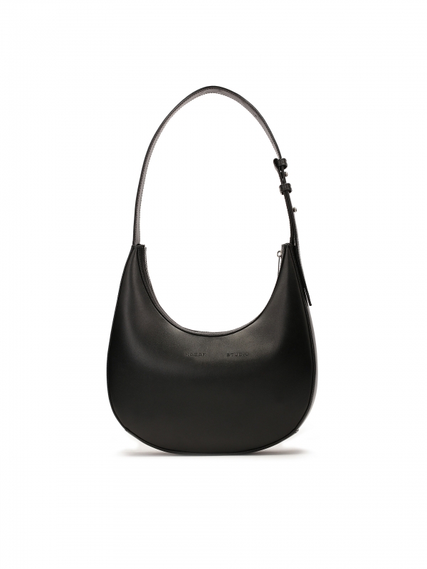 Black shoulder bag with an adjustable handle LARA