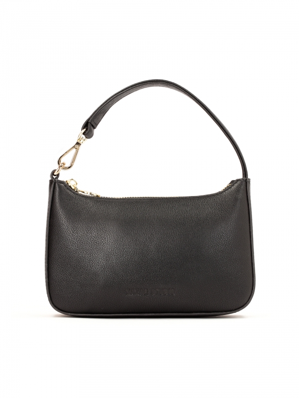 Black leather bag with a rigid construction FUN