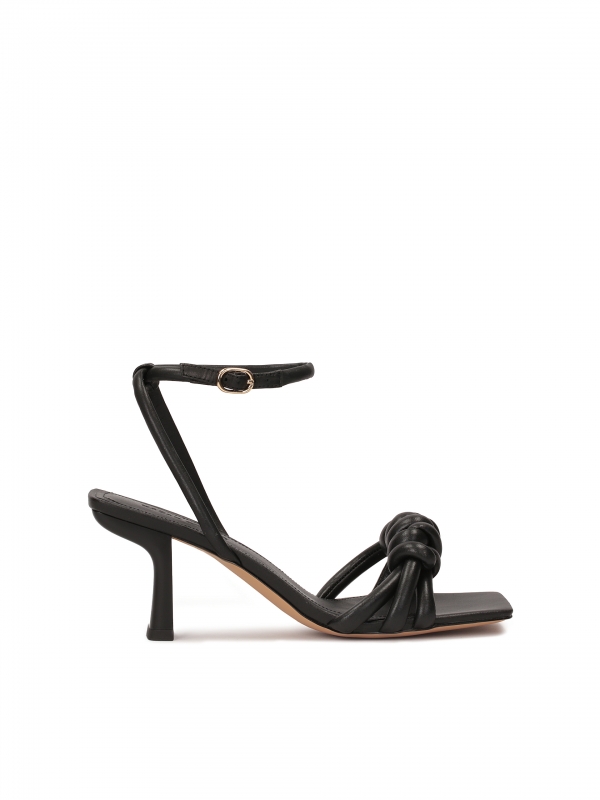 Leather sandals with an original heel AVA