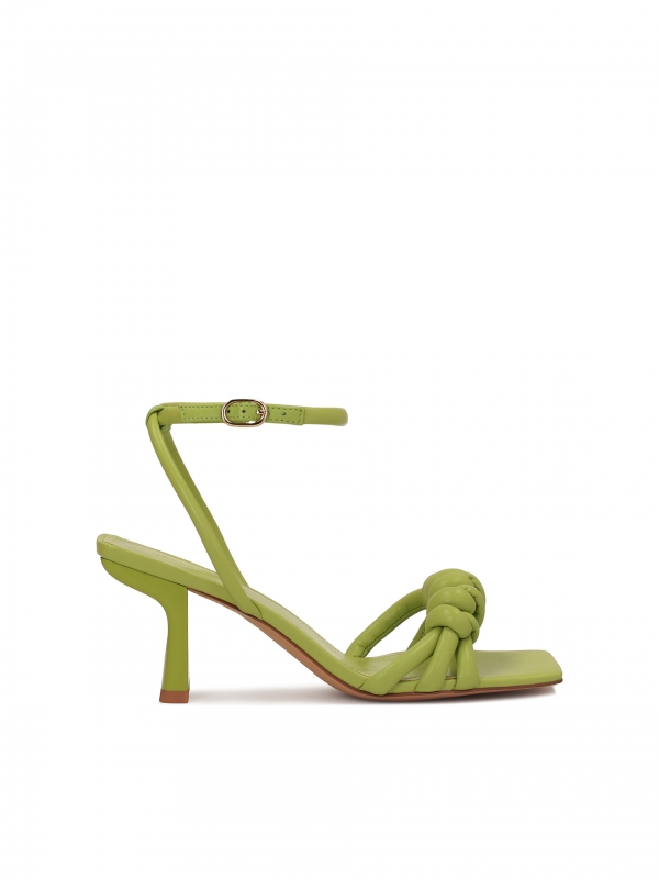 Green sandals with a knot on the front AVA