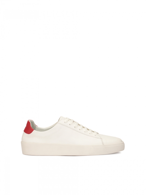 Białe sneakersy z czerwonym zapiętkiem JAKE