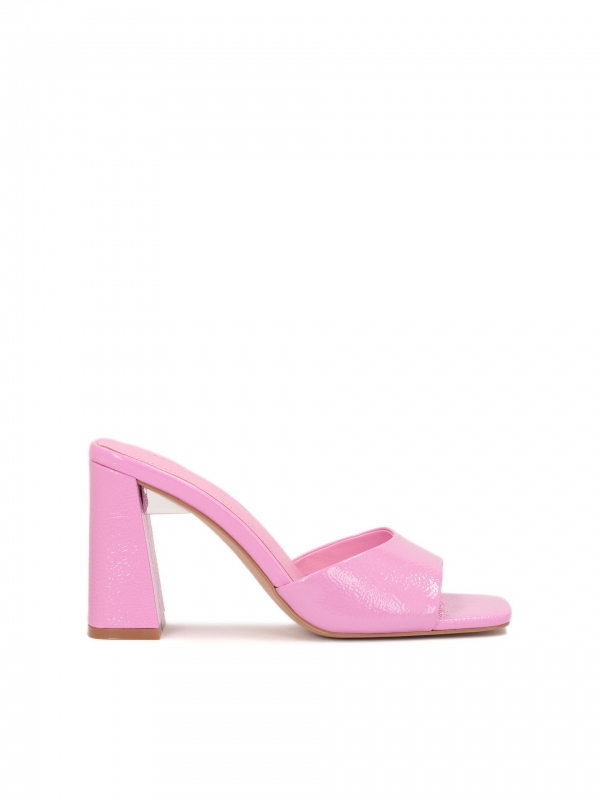 Pink patent leather mules with a crease  PARRITA