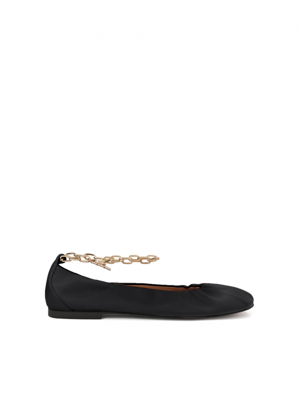 Leather ballerinas with a chain strap AVRIL